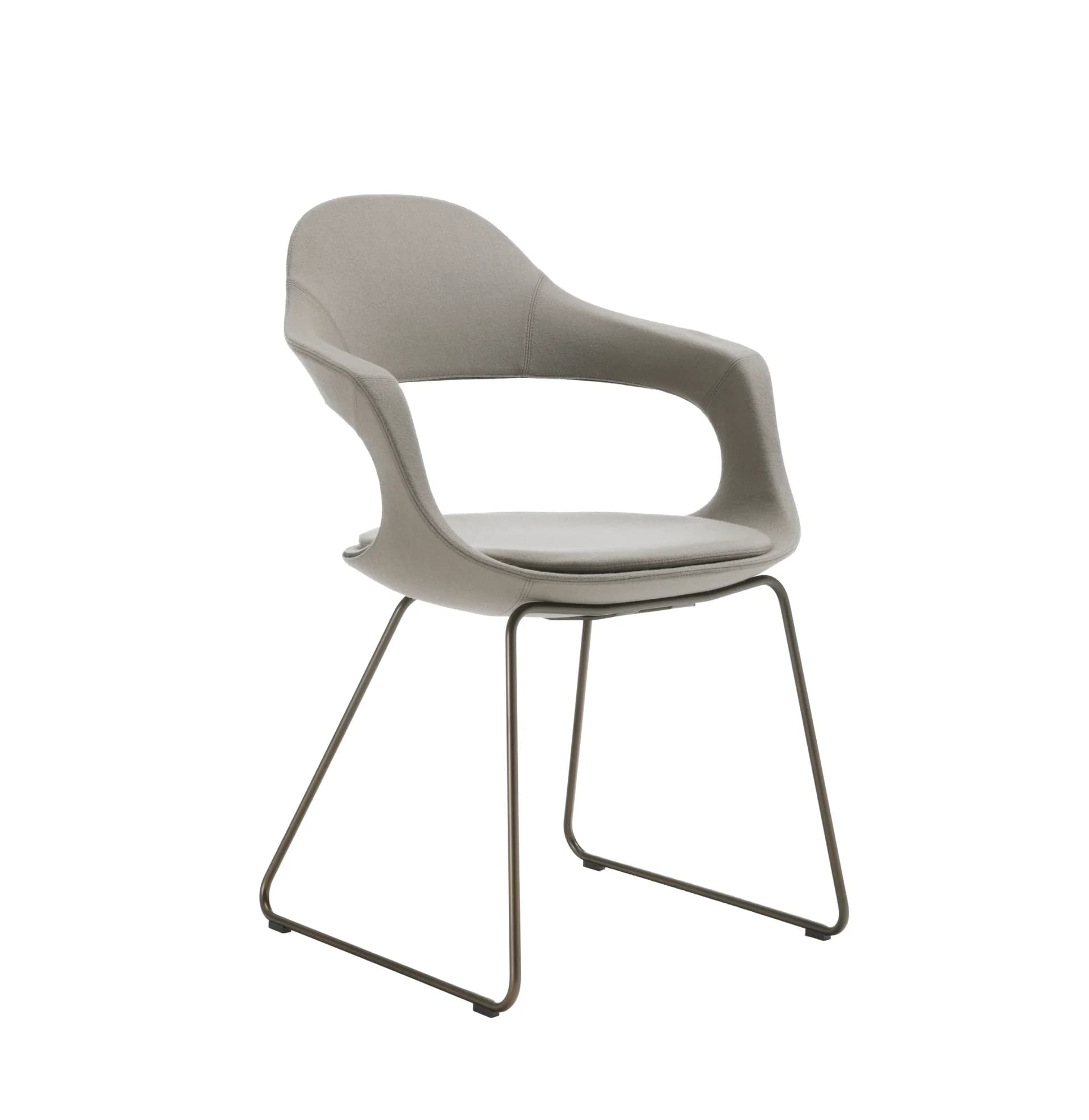 Sedia con base a slitta e schienale Velvet - vista tre quarti 2
