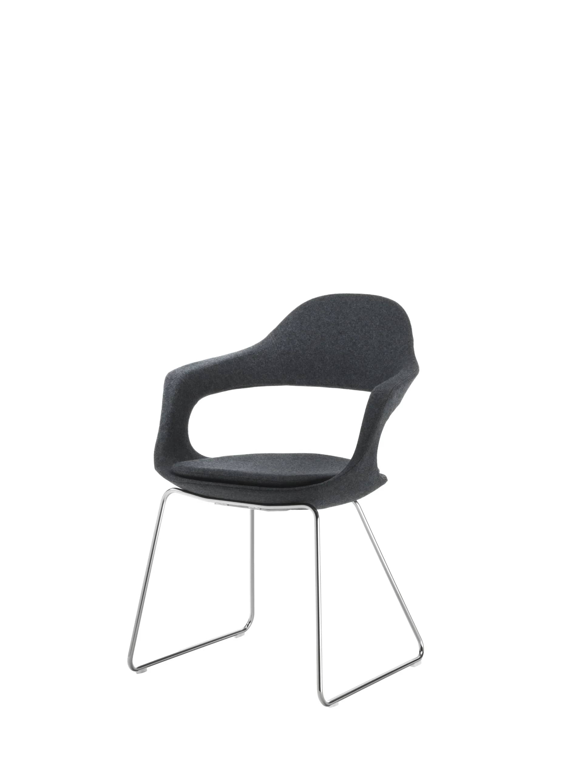 Sedia con base a slitta e schienale Velvet - vista tre quarti 1