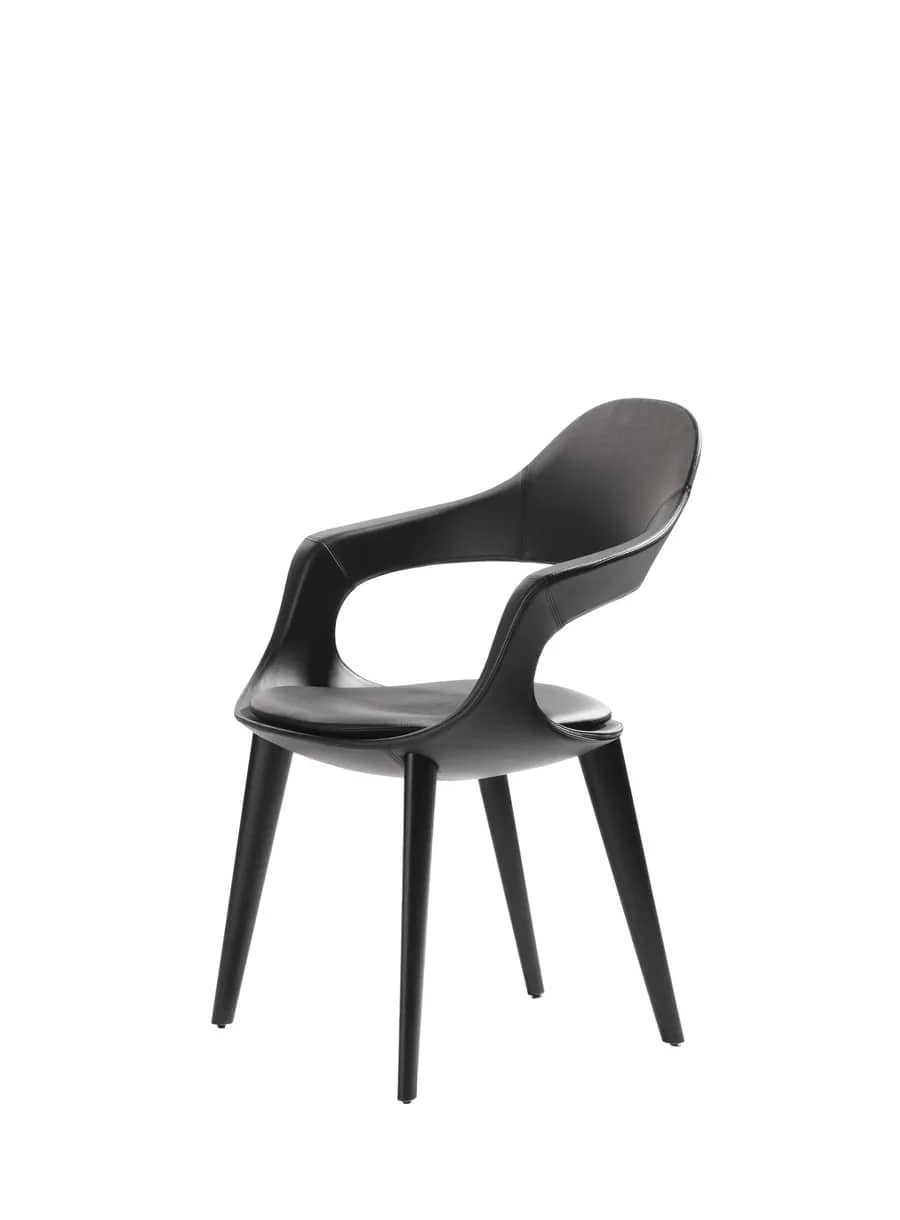 Sedia con gambe e schienale Velvet - vista tre quarti